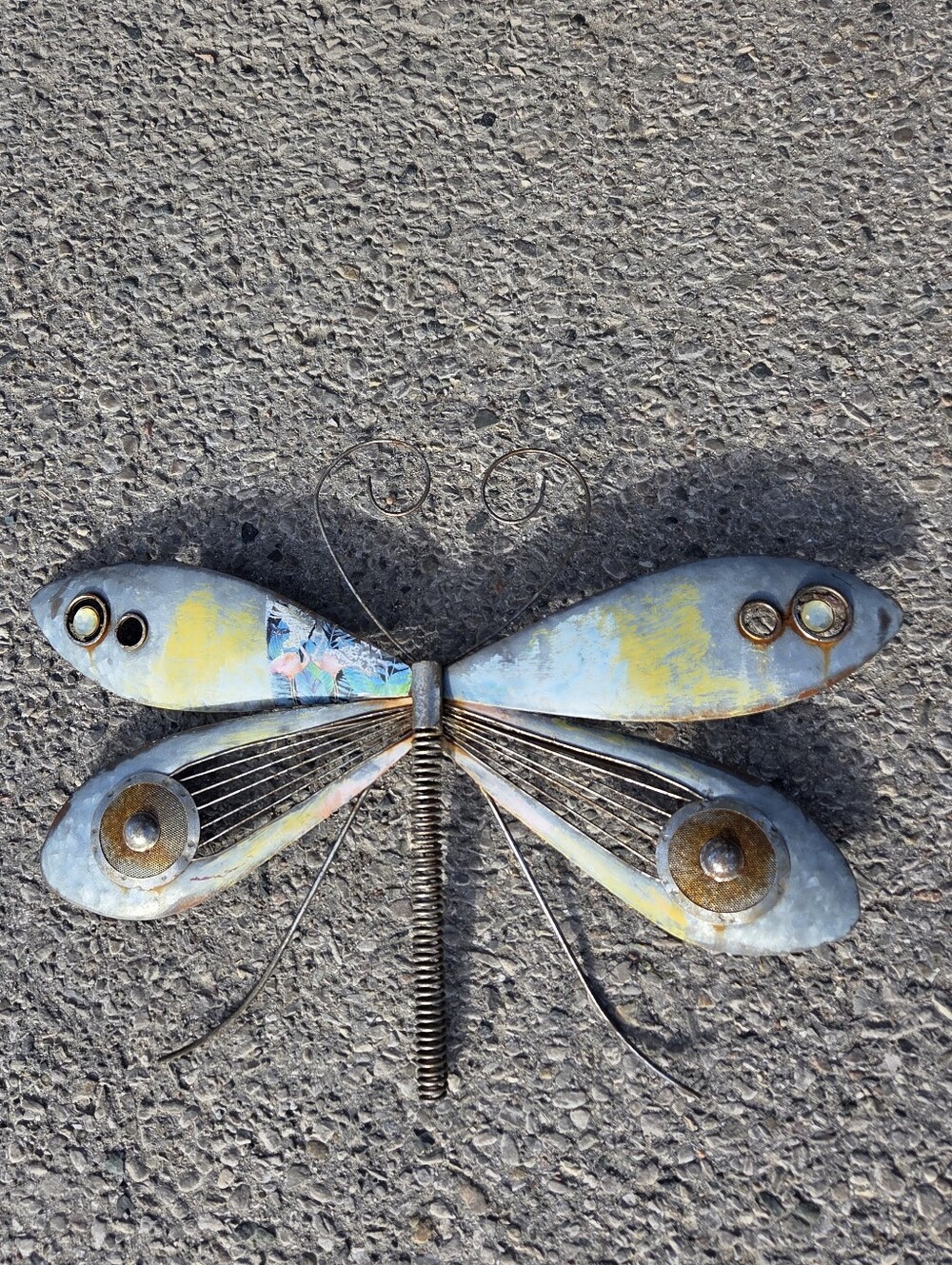 Large 22" Handcrafted Scrap Metal Dragonfly - Upcycled Garden Wall Art